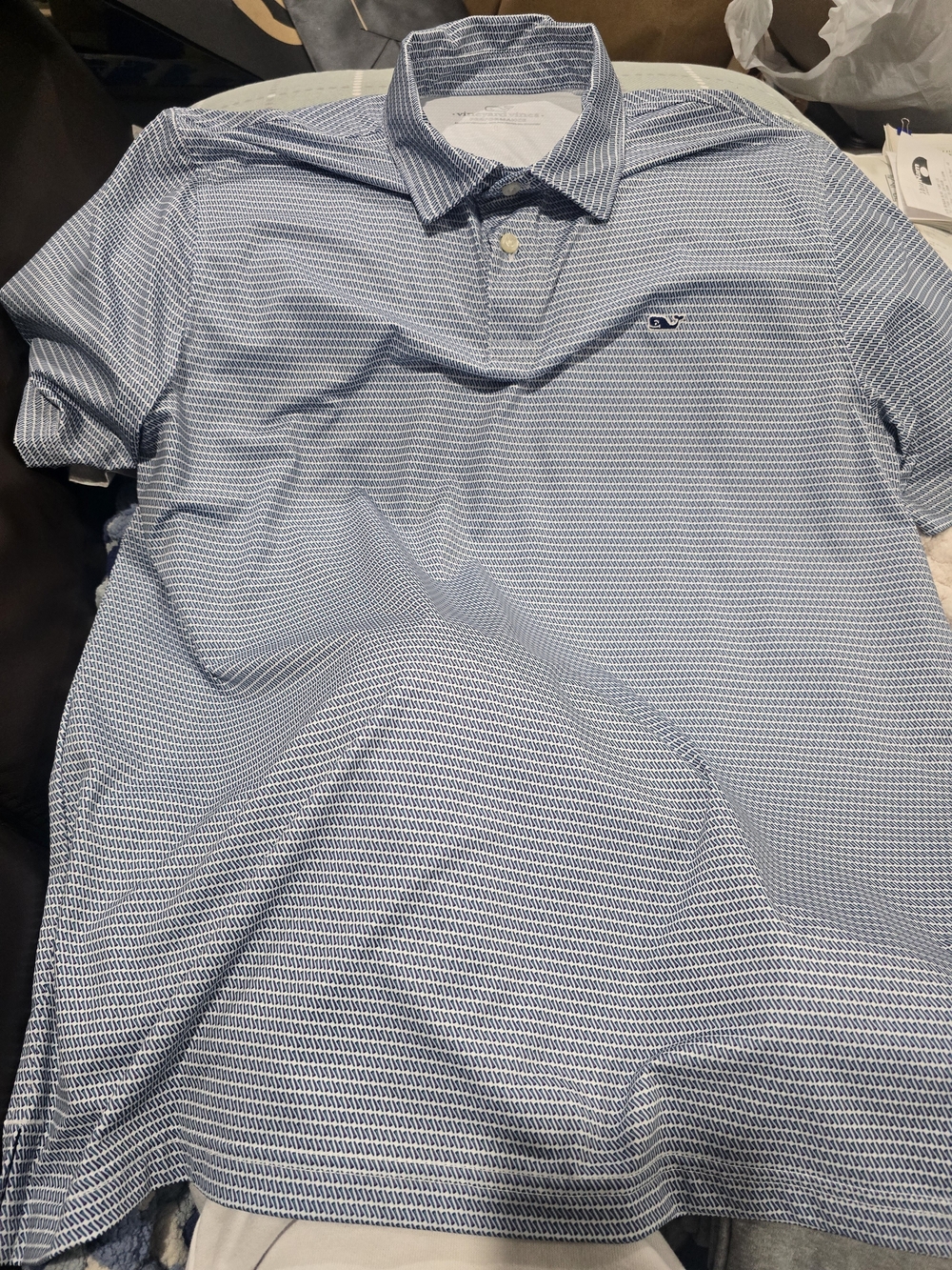 Vineyard Vines Blue Patterned Performance Polo